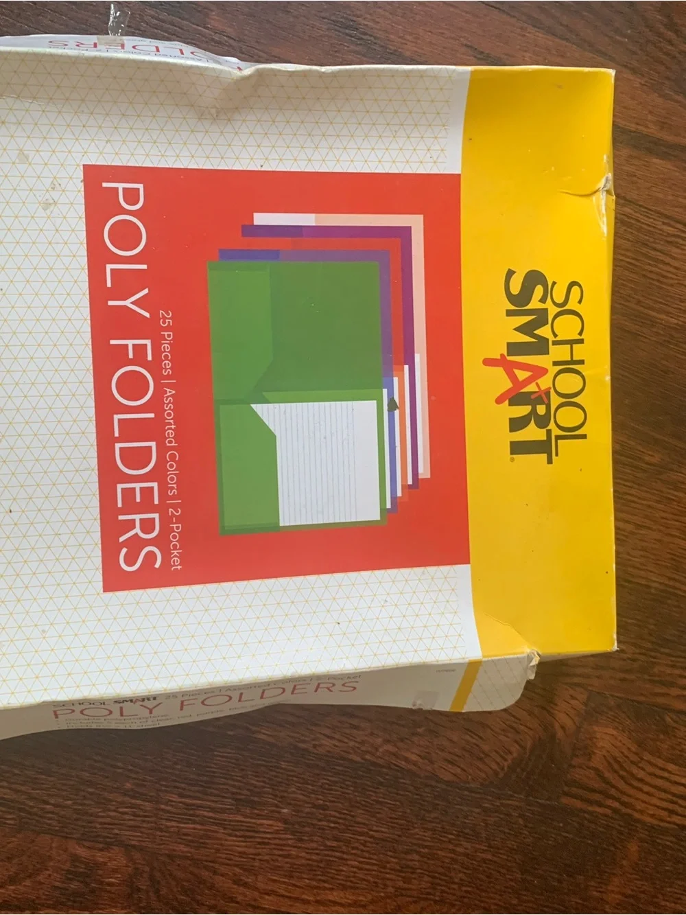 School Smart 2-Pocket Poly Folders, Assorted Colors, 20-Pack